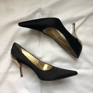 Donald J. Pliner 12 CASS Black Satin Pointed Heels